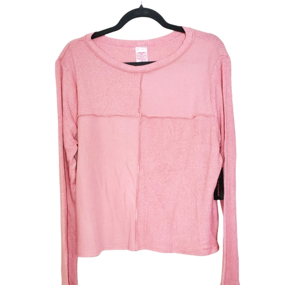 No Boundaries NWT Long Sleeve Wide Neck Relaxed Fit Plus Size Splice Top 825 - Picture 1 of 5